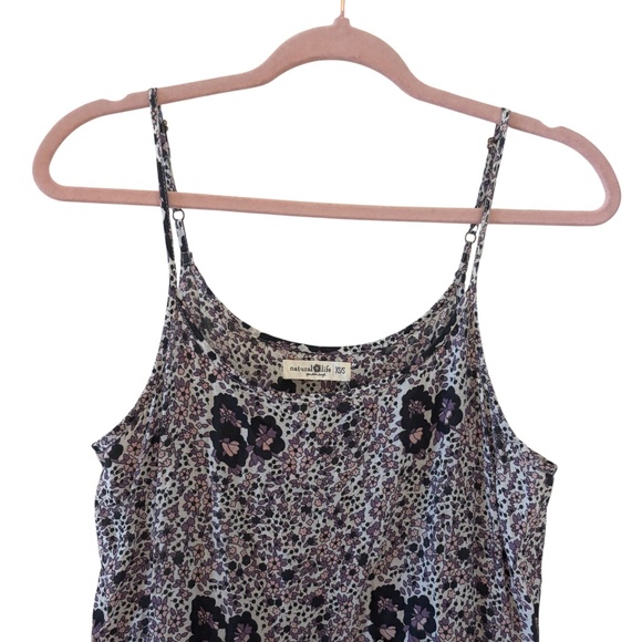 Natural Life Floral Tiered Midi / Maxi Dress XS / S Boho Festival Purple / Black - Picture 2 of 11